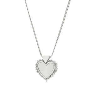 Flaming Mother-of-Pearl Heart Necklace Silver 45cm