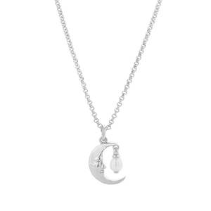 Karen Walker: Moon Necklace with 1 x 5mm Teardrop Freshwater Pearl Silver