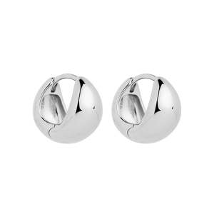 Najo: 8X14mm Silver Tapered, Rounded, Huggie Earring, Antitarnish