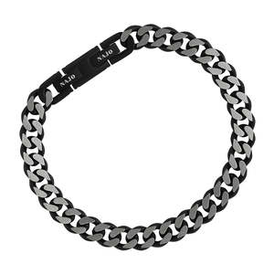 Mens 8.5mm Wide Brushed Stainless Steel Flat Curb Bracelet