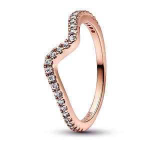 Wave 14K Rose Gold-Plated Ring With Clear Cubic Zirconia 56