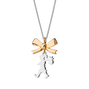 Mini Girl with a Bow Necklace Silver/9ct Yellow Gold 45cm