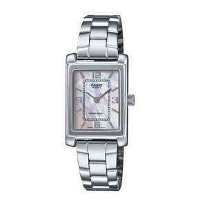 Casio Analogue,Water Resistant, Pink Mop Face, Stainless Steel Band