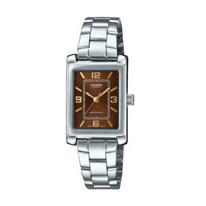 Casio Analogue,Water Resistant, Brown Face, Stainless Steel Band
