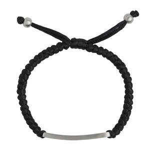 All Brands: Men's Braided Synthetic Black Cord With 8X39mm Stainless Steel Id Plate, One Size Only