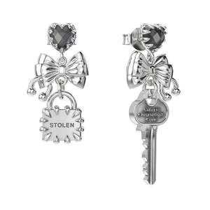 Clear Quartz and Sterling Silver Love Locked Bow Earrings