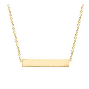 Pendants Necklaces: 9ct Yellow Gold Solid Horizontal Bar Necklace 41+2Cm