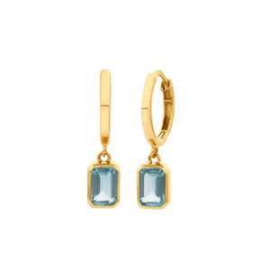 Earrings: 9ct Yellow Gold Sky BlueTopaz Drop Huggie Earrings