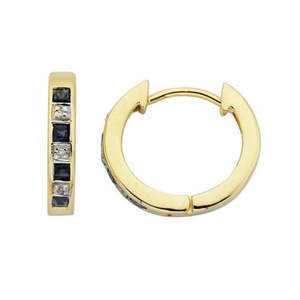 Earrings: 9ct Yellow Gold Sapphire And Diamond Earrings