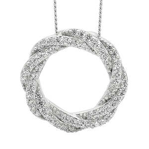SS WH CZ Wrapped Circle Pendant