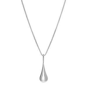 Najo: Najo Silver Puff Teardrop Pendant And Chain
