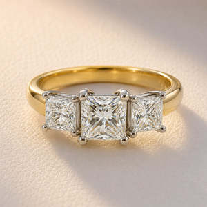 Fishers Collection: Lorenza Three Stone Princess Cut Natural Diamond Ring – 2.06ct TDW