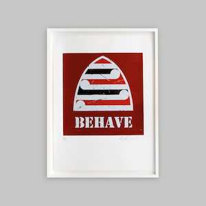 "Red Behave" framed limited edition by Weston Frizzell