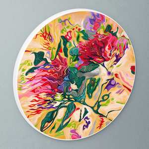 Valentines Collection By Fishmob: "Flaming Pohutukawa" circular art disc by Nikish Designs