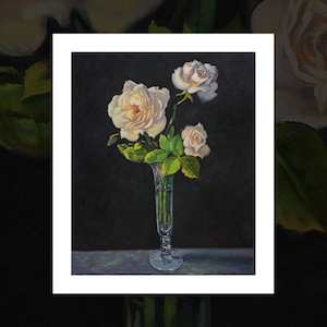 Valentines Collection By Fishmob: "Still Life in a Glass Vase" art print by Dick Frizzell