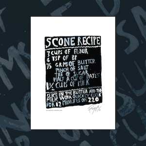 Valentines Collection By Fishmob: Signed Hot Buttered (Scone Recipe) print by Dick Frizzell