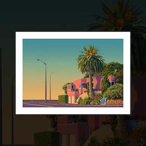 Simon Stockley Art Prints: "Pink House at Mission Bay" art print by Simon Stockley