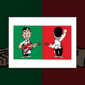 Art Prints For Him: 'Side A Side B' art print by Dick Frizzell