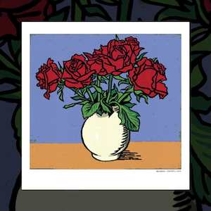 Floral Art Prints: 'Red Roses' art print by Dick Frizzell