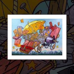 Art Prints For Kids: "The Failure of the Resurrection" (When the Wheels Fell Off) art print by Dick Frizzell