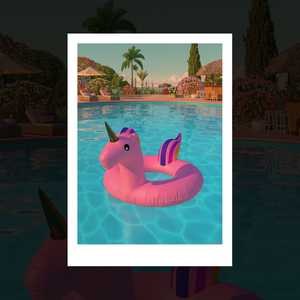 Premium Art Prints: 'Pink Unicorn' art print by Simon Stockley