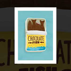 Premium Art Prints: 'Tin of Chocolate Fish' art print by Cecilia Moore