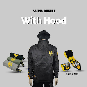 Sauna Jacket: Sauna Jacket With Hood + Sweat Towel + Boxing Wraps Bundle