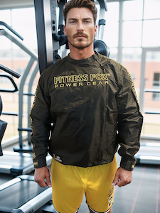 Black Crewneck Sauna Jacket with Gold STRIP End of Line Clearance