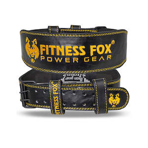 Leather Lifting Belts: FITNESS FOX 4 Inch Black Leather Lifting Belt