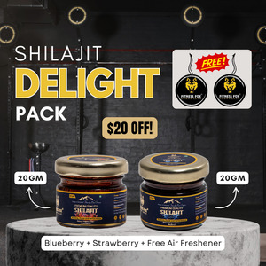 20gm Pure Resin Shilajit Blueberry + 20gm shilajit Strawberry + Free car air freshener