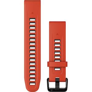 Quickfit 20mm: Garmin QuickFit 20 Watch Band, Flame Red/Graphite silicone