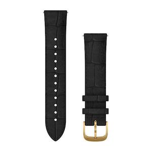 Quick Release 20mm: Quick Release Band 20mm – Black Italian Leather with 24K Gold PVD Hardware