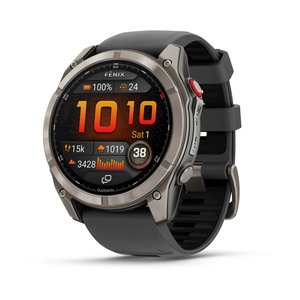 Garmin Watches: Garmin fenix 8 Pro – 51 mm AMOLED Sapphire, Titanium with Graphite/black silicone band