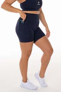 All: High Rise Midnight Navy Pocket Midi Shorts