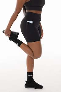 All: High Rise Black Pocket Midi Shorts