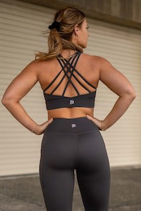 Home Page: Empower Charcoal Strappy Sports Bra