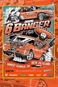 Clothing 1: 2026 6 Banger Event Flag - Portrait