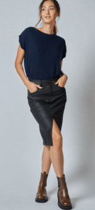 Dricoper: Dricoper | Worn High Rise Revival Skirt | Coated Black