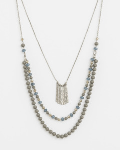 Jewellery: Stella + Gemma | Grey Multi Bead/Gold Necklace