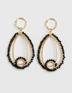 Jewellery: Stella + Gemma | Black Bead Multi Ovals Earrings | Black/Gold