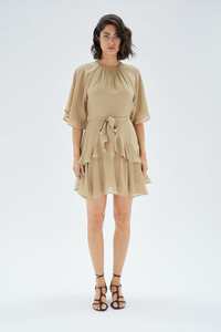 Mink Pink: Mink Pink | Abba's Raglan Sleeve Mini Dress | Soft Khaki