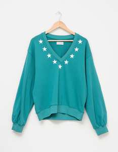 Sweaters: Stella + Gemma | Thea V-Neck | Teal Stars