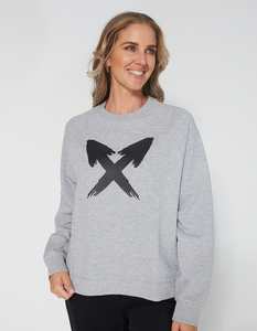 Sweaters: Stella + Gemma | Nico Sweater | Grey Marle Black Arrows