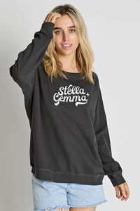 Sweaters: Stella + Gemma |  Black Vintage Logo Sweater | Aged Black