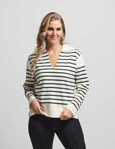 Knitwear: Stella + Gemma | Vail Jumper | Milk/Black Stripe