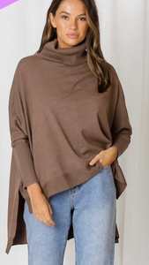 Knitwear: Minimalist Collective| Riley roll-neck oversized ribbed knit | Mocha