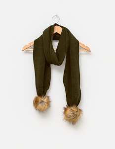 Scarves: Stella + Gemma | Loxy Scarf | Olive with Natural Pompoms