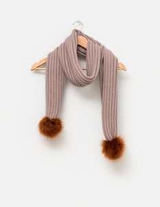 Scarves: Stella + Gemma | Lacy Scarf | Blush with Rust Pompoms