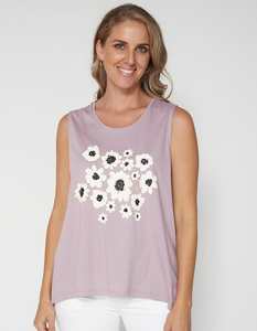 Under 20: Stella + Gemma | Tank | Lilac Grey Daisy Spot