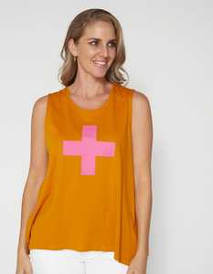 Under 20: Stella + Gemma | Tank | Bronze with Fuchsia Logo